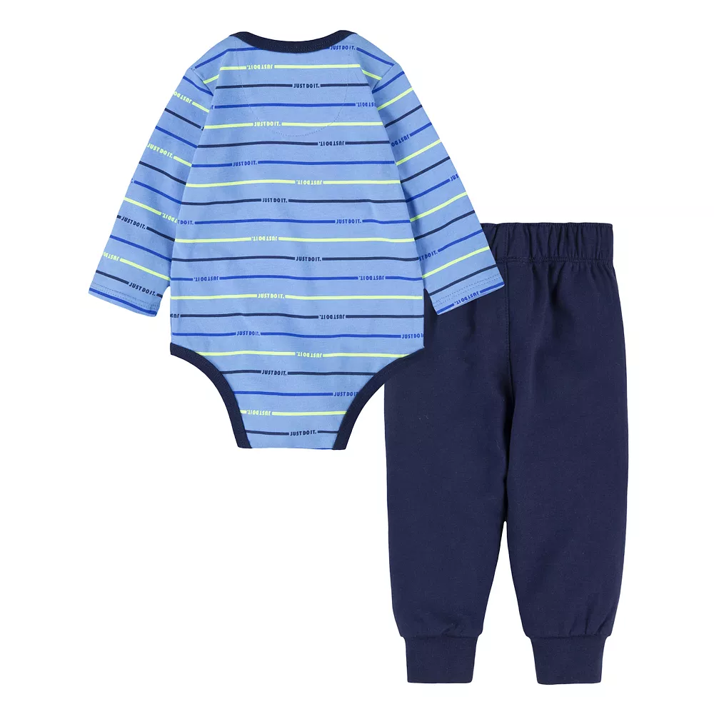 Baby Boy Nike Logo Striped Bodysuit & Pants Set - Image 4