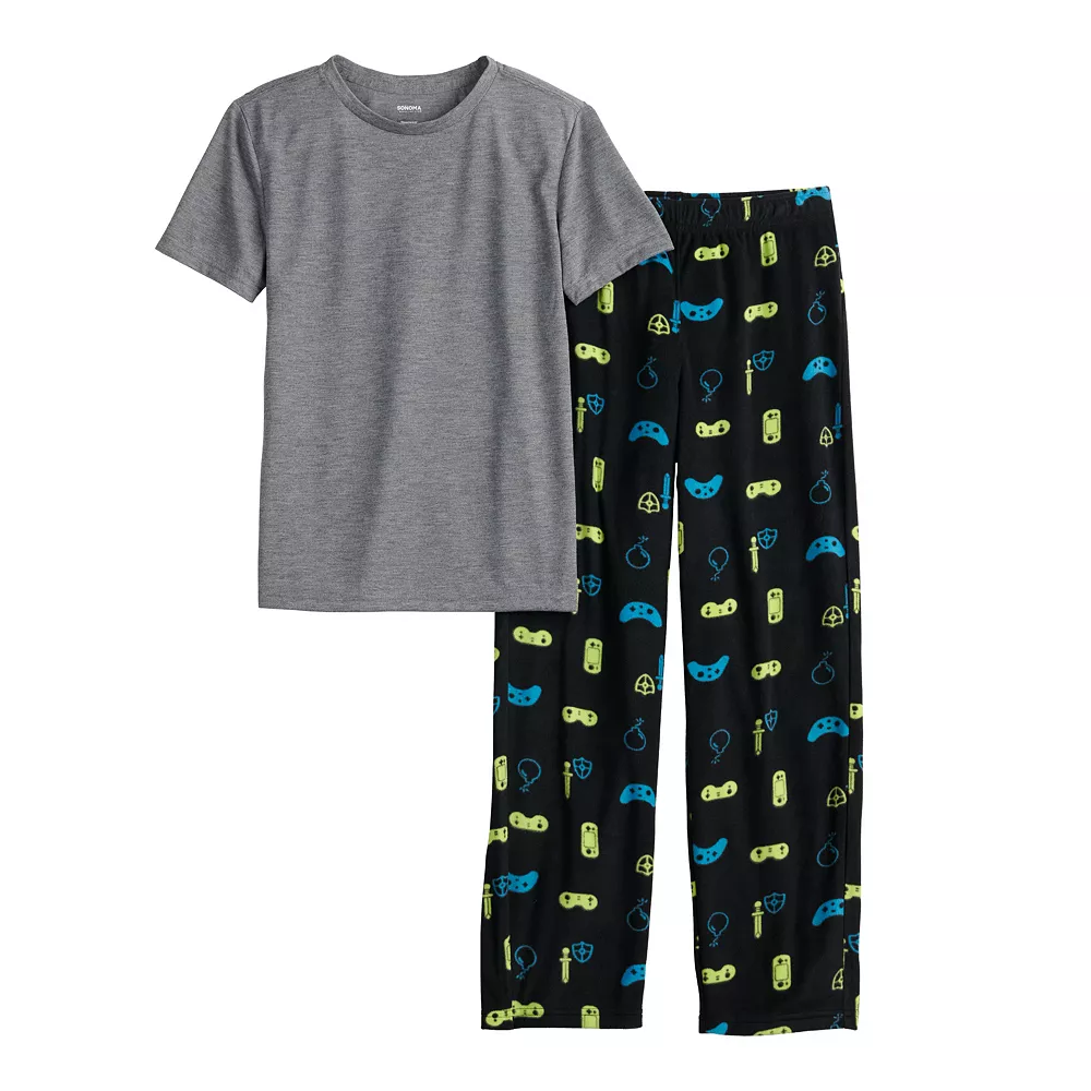 Boys 8-20 Sonoma Goods For Life® Tee & Microfleece Pants Pajama Set in Regular & Husky - Image 19