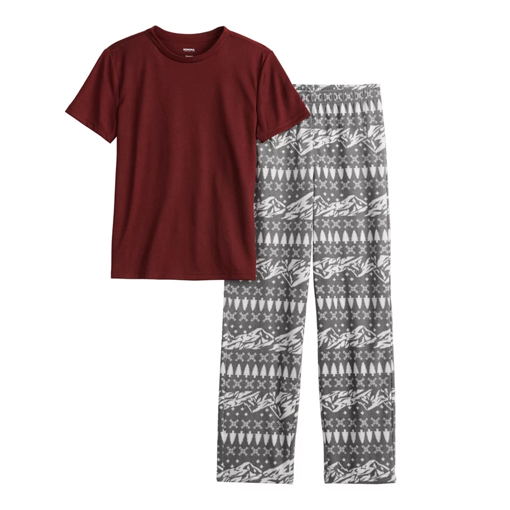 Boys 8-20 Sonoma Goods For Life® Tee & Microfleece Pants Pajama Set in Regular & Husky - Image 21