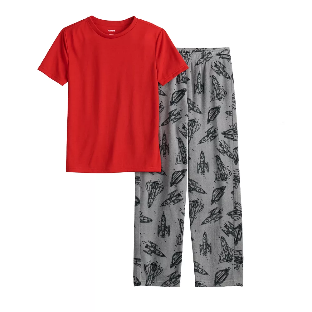 Boys 8-20 Sonoma Goods For Life® Tee & Microfleece Pants Pajama Set in Regular & Husky - Image 17