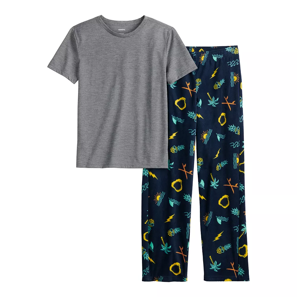 Boys 8-20 Sonoma Goods For Life® Tee & Microfleece Pants Pajama Set in Regular & Husky - Image 14