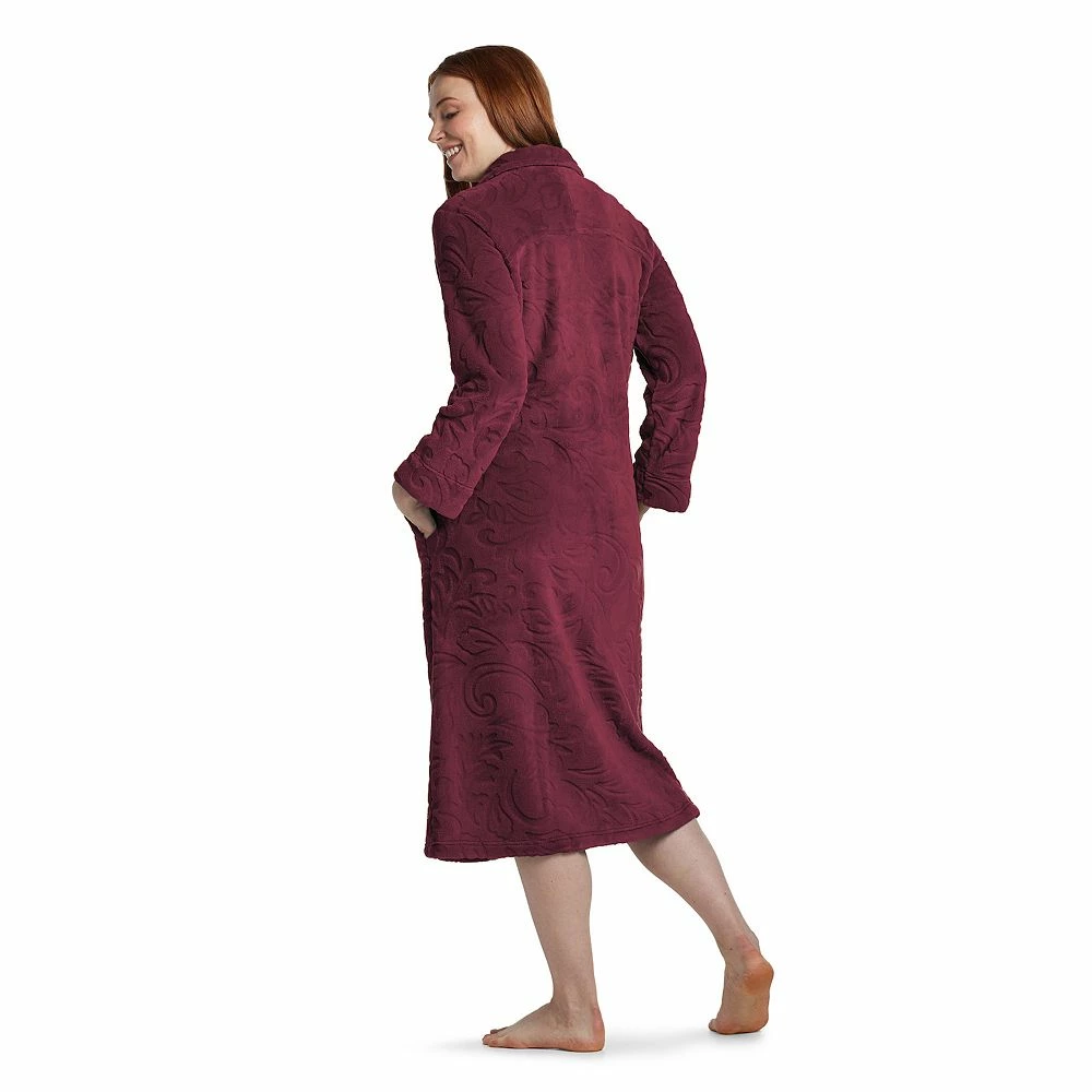 Petite Miss Elaine Essentials Sculptured Fleece Zipper Robe - Image 4