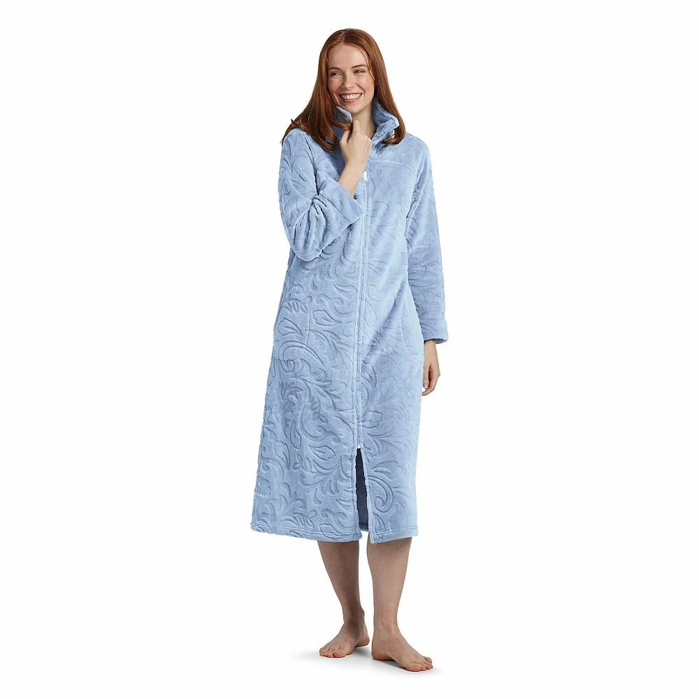 Petite Miss Elaine Essentials Sculptured Fleece Zipper Robe - Image 3
