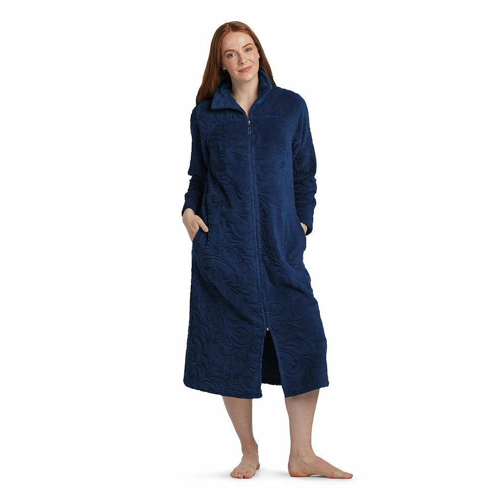 Petite Miss Elaine Essentials Sculptured Fleece Zipper Robe - Image 2