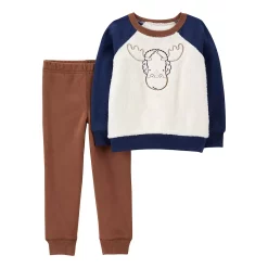 Baby Boy Carter's Moose Fuzzy Pullover Sweatshirt & Jogger Pants Set