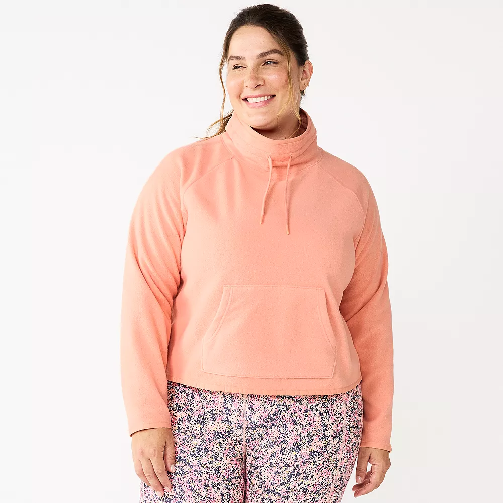 Plus Size Tek Gear® Microfleece Crop Cowlneck Sweatshirt - Image 2