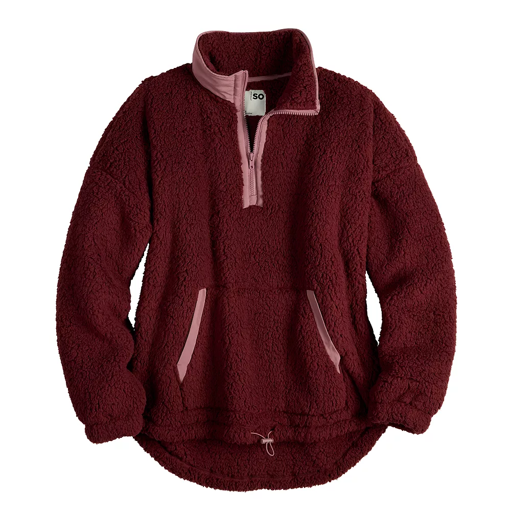 Juniors' SO® Quarter Zip Sherpa Jacket - Image 12