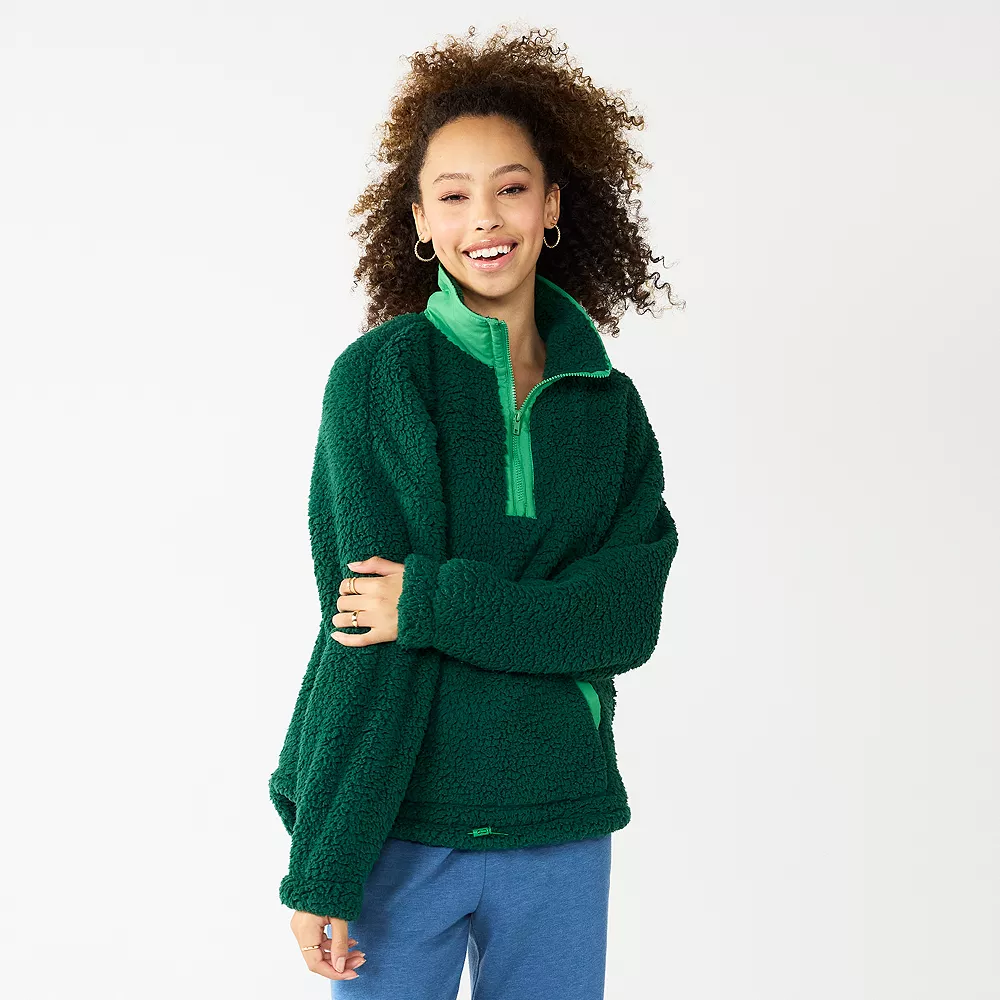 Juniors' SO® Quarter Zip Sherpa Jacket - Image 3